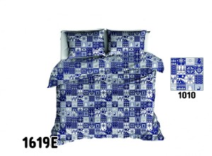 Pościel bawełniana 160x200 - granatowa świąteczna krata 