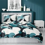 Pościel satynowa 160x200 turkusowa ciemna geometria 4199 A Home Satin 08