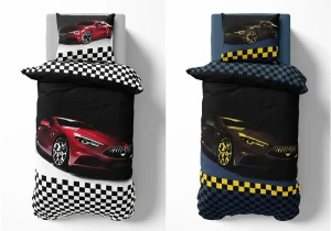 Pościel bawełniana 160x200 SAMOCHÓD SPORTOWY -świecąca w ciemności  