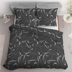 Pościel satynowa 220x200 Esy floresy grafitowa 4819 B Home Satin 58 