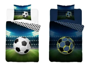 Pościel świecąca w ciemności 160x200 Piłka nożna w świetle Jupiterów 4467 A Fluo 76